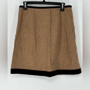 WILLI SMITH WOOL BLEND CHOCOLATE VELVET TAN MINI SKIRT, FULLY LINED, LEFT ZIPPER